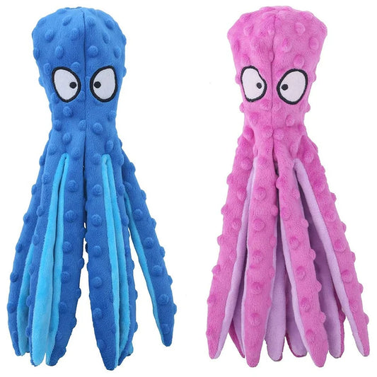 Octopus Squeaky Plush Chew Toy - Crinkle, Interactive Dog Toy