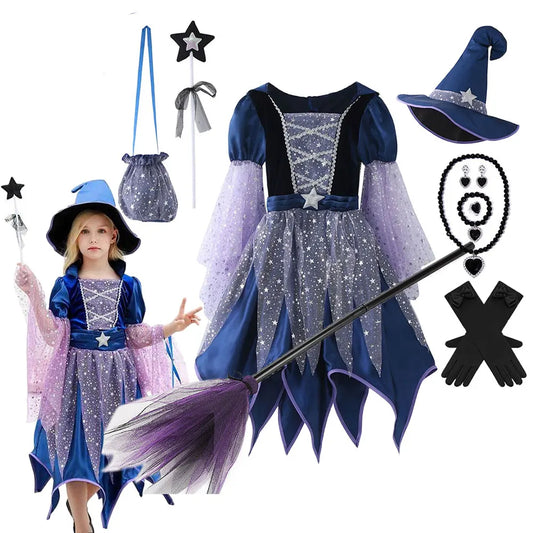 4-Piece Evil Villain Witch Costume Set for Girls