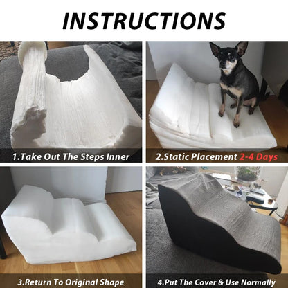 Memory Foam Pet Stairs for Small Dogs & Cats