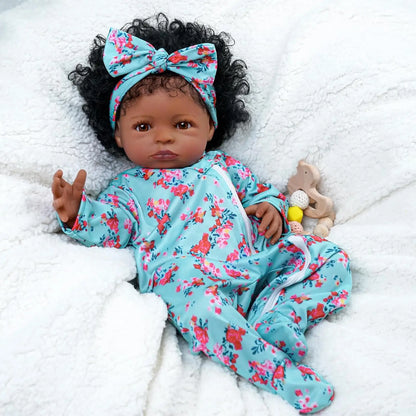 18-Inch Lifelike Black Reborn Girl Doll with Clothes & Toy