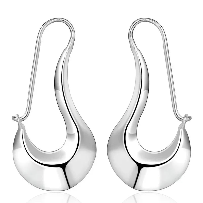 925 Sterling Silver Drop Earrings | Elegant Hoop Charm Jewelry