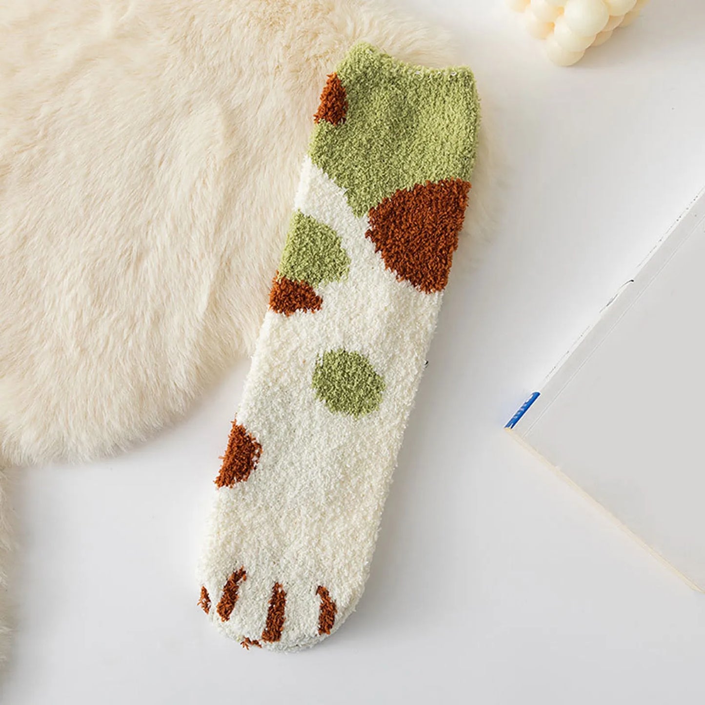 Fluffy Winter Tiger Cat Paw Sock