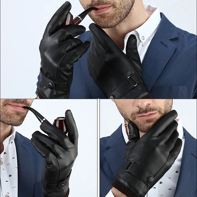 Men's Black Winter Mittens with Touch Screen