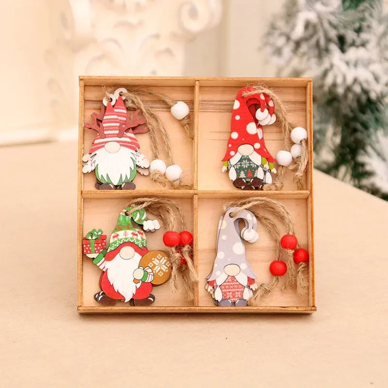 12 pcs Christmas Wooden Gingerbread Man Hanging Ornaments