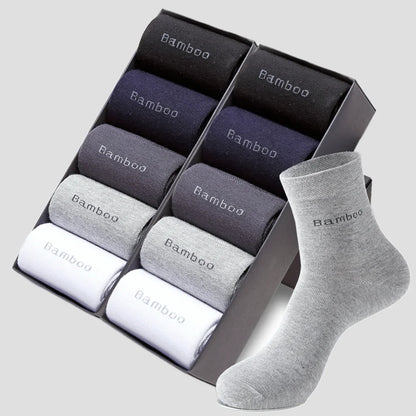 10 Pairs Men's Bamboo Fiber Crew Socks