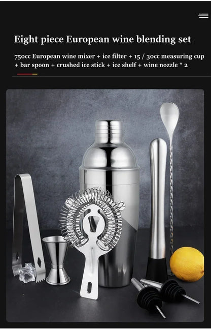 Stainless Steel Cocktail Shaker Set - Professional Bartender Tools