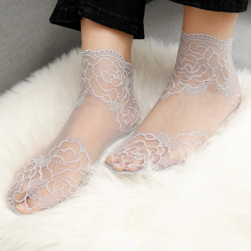 Floral Cotton Sock Slippers