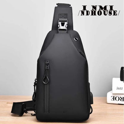 Men's Solid Color Chest Bag - Outdoor Casual One Shoulder Crossbody Bag