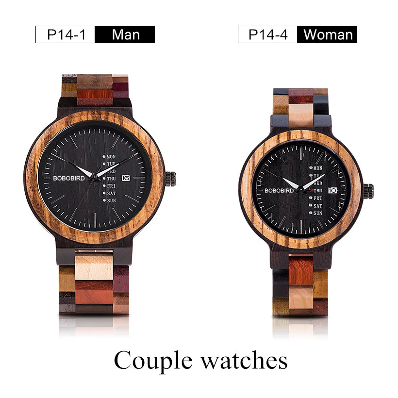 BOBO BIRD Colorful Wooden Couple Watches