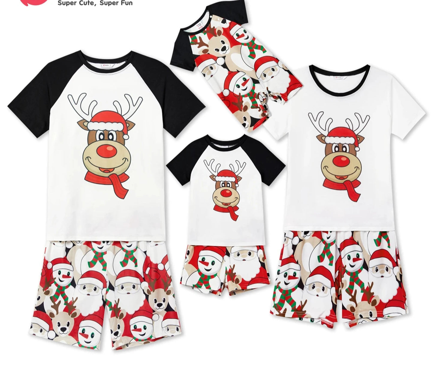 Family Matching Christmas Pajamas – Short-Sleeve Graphic Tee & Shorts Set