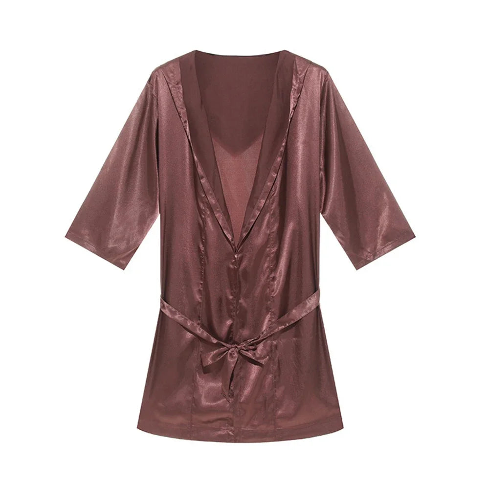 New Nightgown – Smooth Satin Sleepwear & Soft Bathrobe