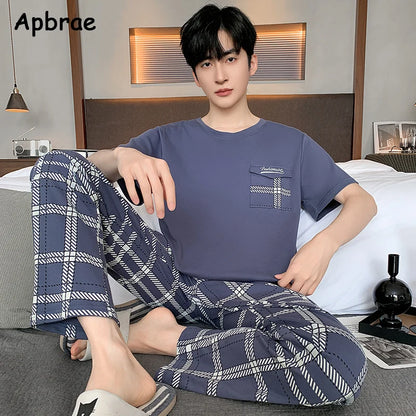 Soft Cotton Pajamas Set for Men – Fashion O-Neck