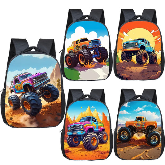 Cool Truck Print Backpack | Semi Trailer Trucks School Bag for Kids