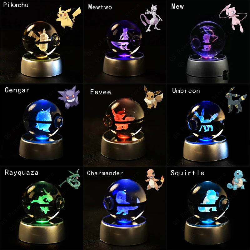 Pokemon 3D Crystal Ball – Pikachu, Gengar & Mew Figurines