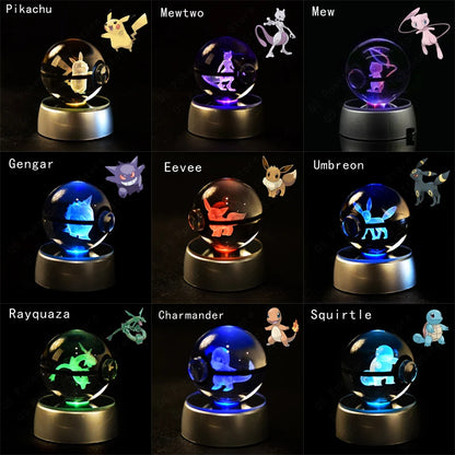 Pokemon 3D Crystal Ball – Pikachu, Gengar & Mew Figurines