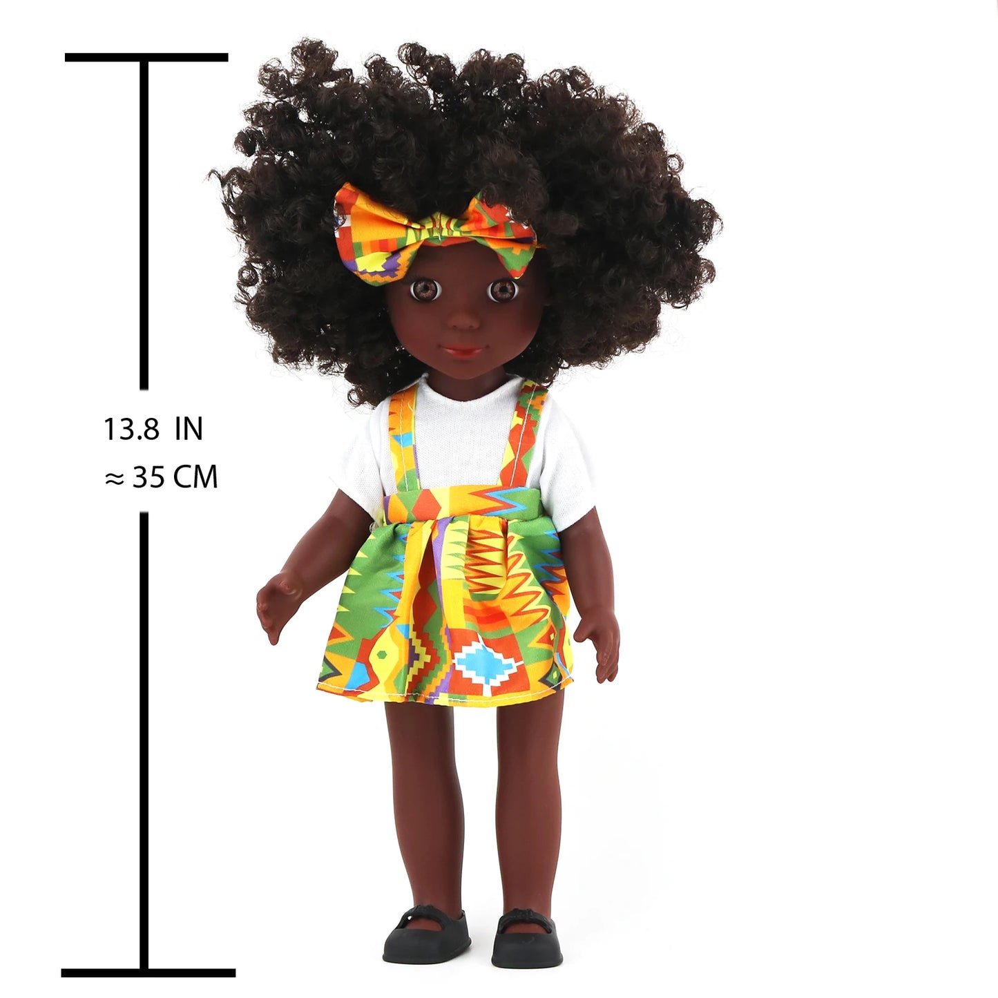 One Piece 14" African American Doll with Curly Hair