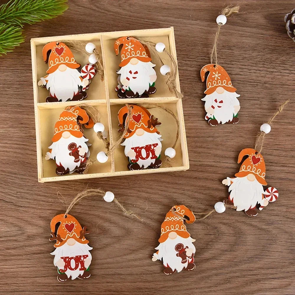 12 pcs Christmas Wooden Gingerbread Man Hanging Ornaments