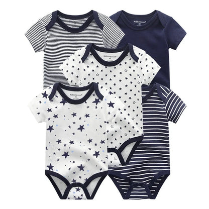 5-Pack Cotton Baby Bodysuits – Short Sleeve Infant Onesies for Newborns