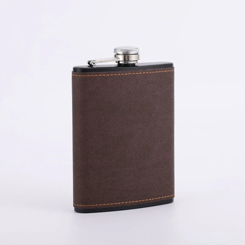 Portable Leather-Covered Stainless Steel Hip Flask – 6/8oz