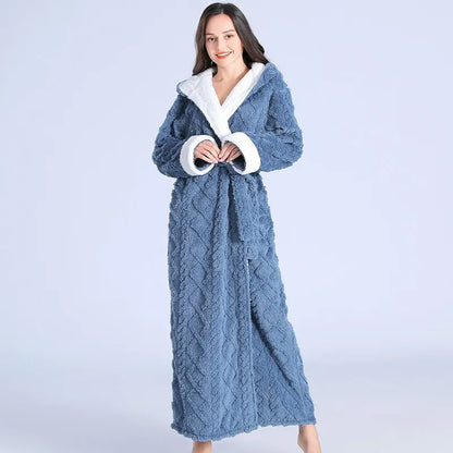 Women’s Soft Hooded Flannel Bathrobe