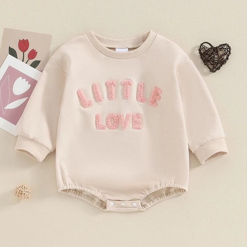 Embroidery Letter Baby Romper | Long Sleeve Cotton Bodysuit for Newborns