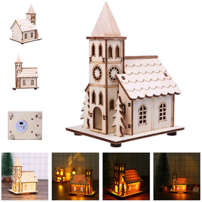 Christmas LED Light Wooden House - Luminous Cabin Table Ornament & Night Lamp