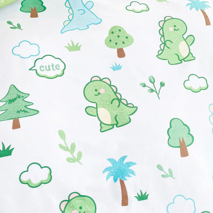 Cartoon Dinosaur Pattern Bedspread | Frosted Fitted Sheet for Bedroom