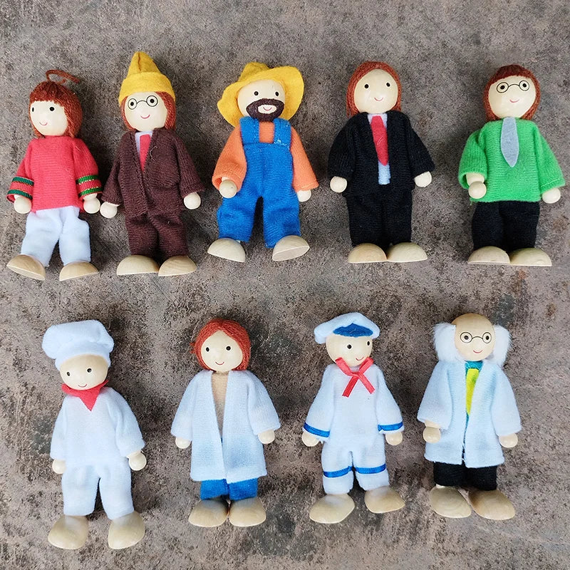 Wooden Miniature Doll Family Toy Set