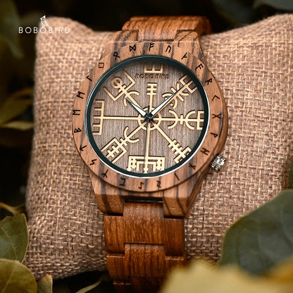 Viking Men's Wooden Watch – Vintage Design