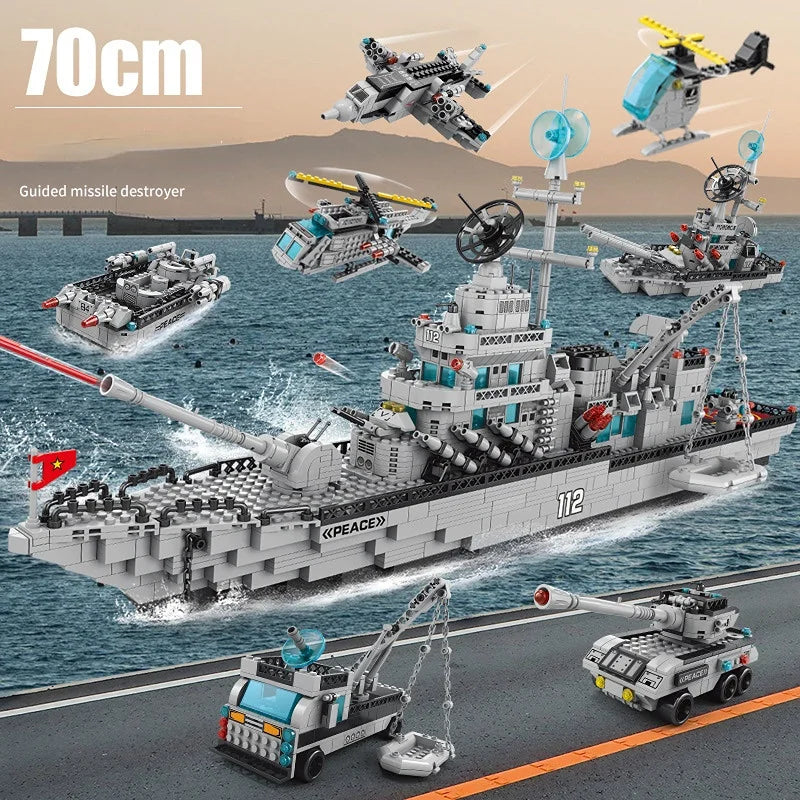 Navy Battleship & Aircraft Carrier Building Blocks Set