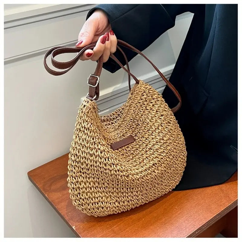 Summer Straw Crossbody Bag 2024 - Woven Beach Tote for Women