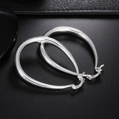 Elegant 41MM 925 Sterling Silver Big Hoop Earrings