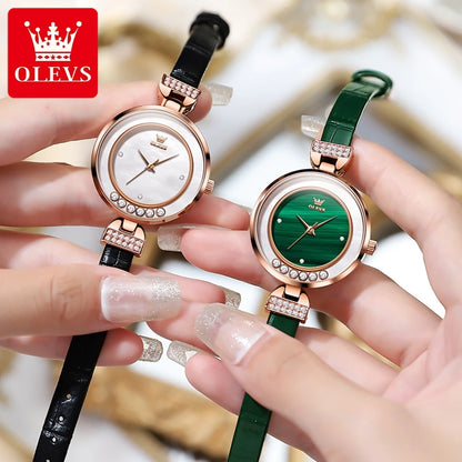 Luxury Women's Quartz Watch with Diamond Inlay