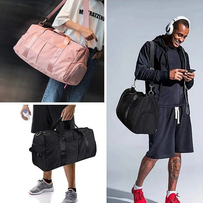 Travel Gym Duffel Bag with Wet Pocket & Shoes Compartment