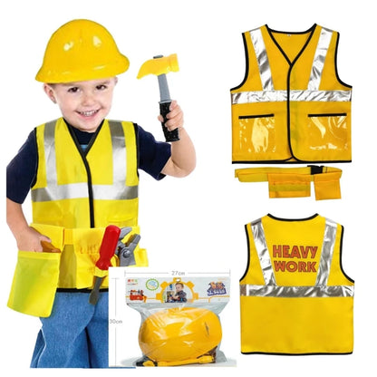 Construction Worker Costume for Boys – Kids Builder Dress-Up Set