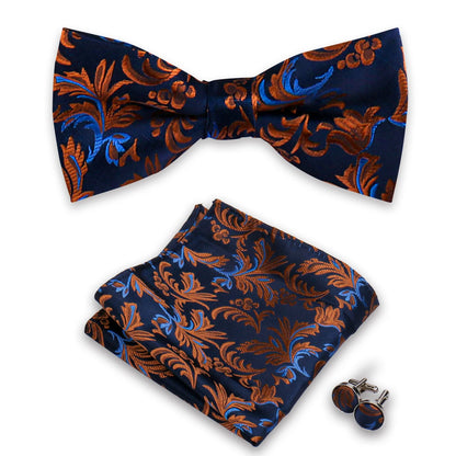 Men's Bowtie Set Gift Box - Red Bow Tie, Pocket Square & Cufflinks