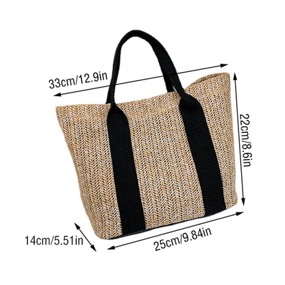 Summer Straw Rattan Shoulder Bag - Handmade Woven Beach Handbag