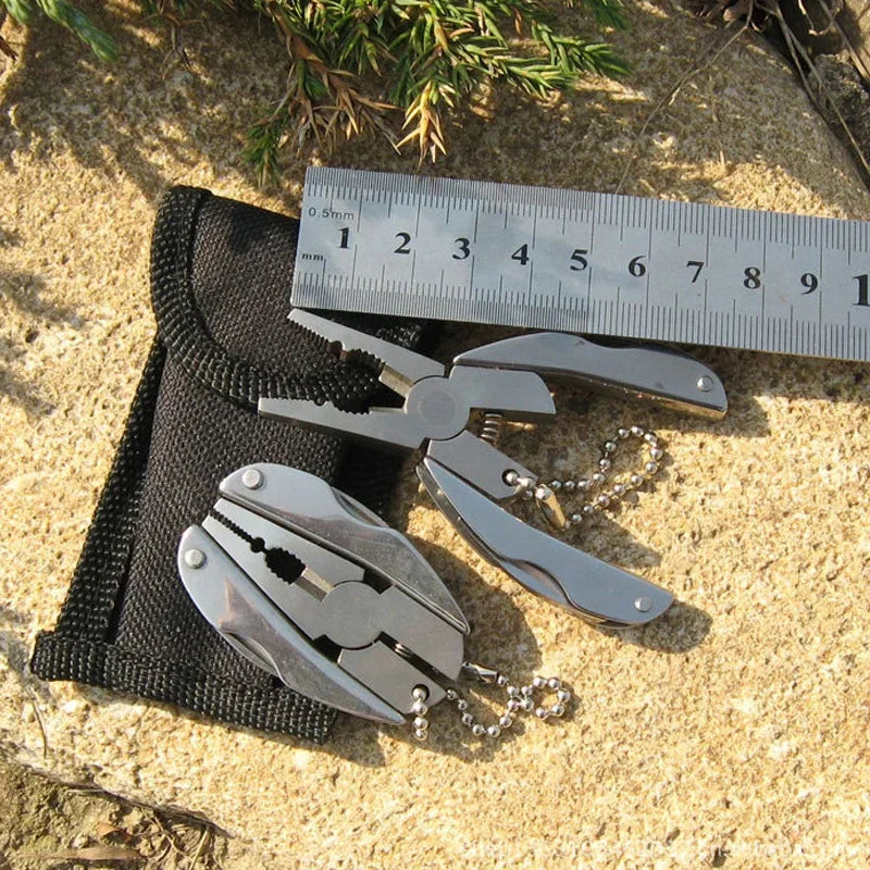 EDC Tools Travel Kits – Portable Multifunction Folding Plier, Stainless Steel Foldaway Knife, Keychain Screwdriver, Camping Survival Tools