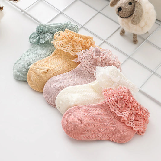 Lace Trim Baby Princess Dress Walking Socks