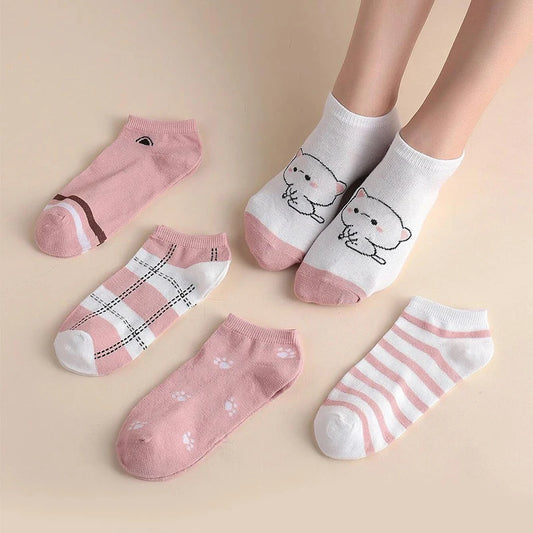 5 Pairs Cotton Ankle Socks for Women – Comfortable & Versatile v2