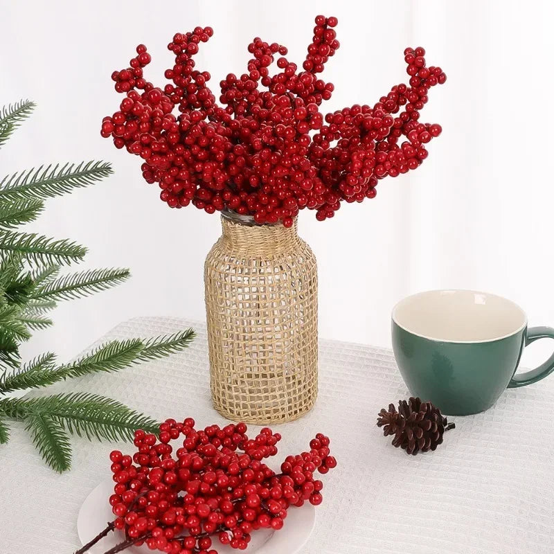 Christmas Artificial Red Berry Flowers Bouquet