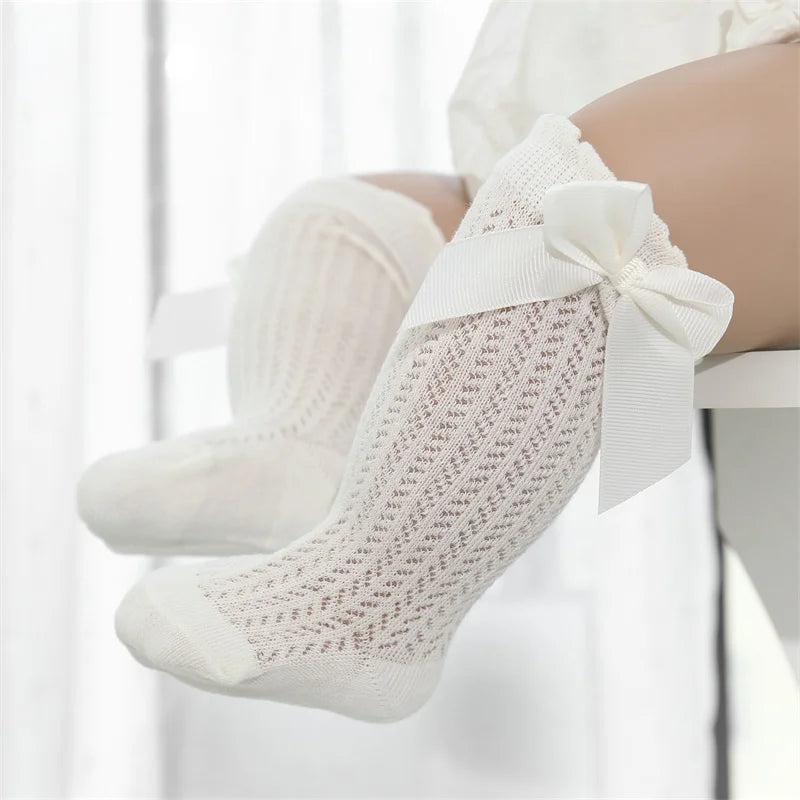 Big Bow Cotton Summer Mesh Infant Knee Socks