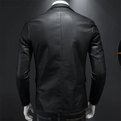 New Men's Slim Fit Leather Jacket - PU Casual Motorcycle Coat