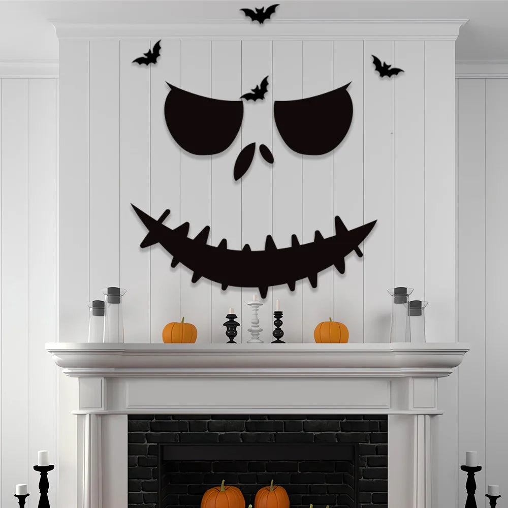 Black Halloween Skeleton Hand Pumpkin Door Sticker