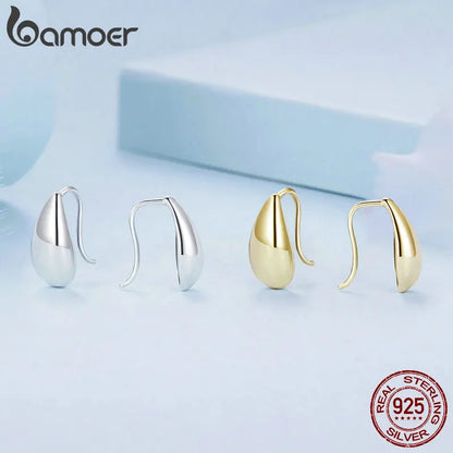 925 Sterling Silver Glossy Waterdrop Earrings for Women