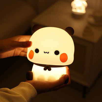 Kawaii Bear Panda LED Night Light Cute Cartoon Bedroom Lamp