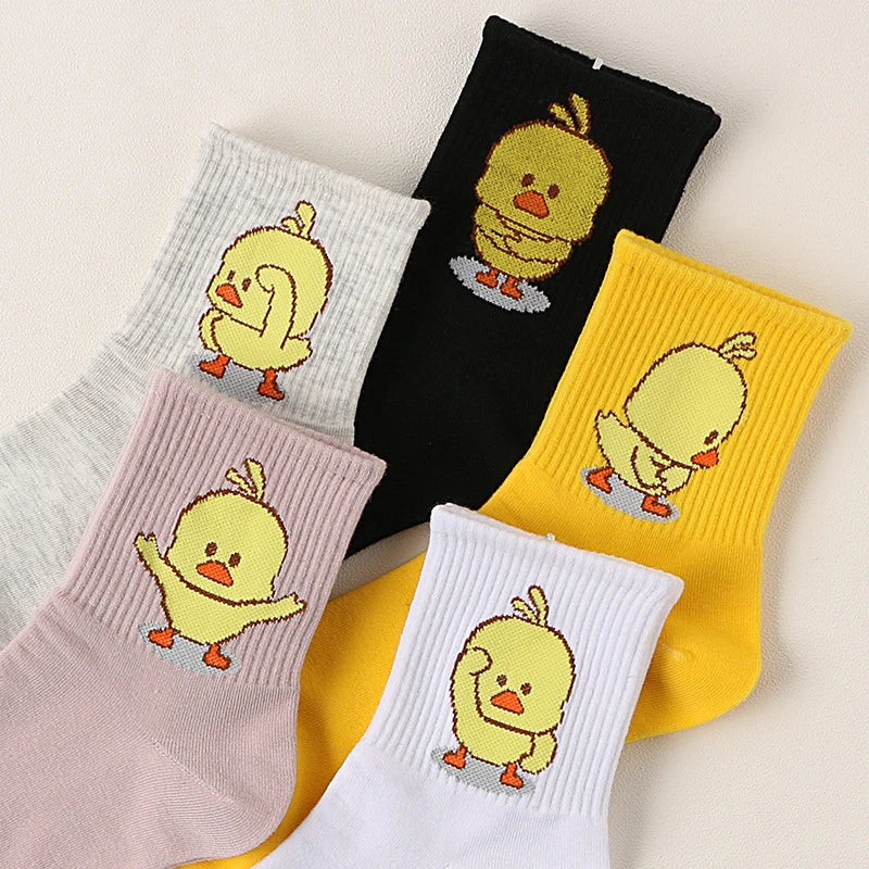 Unisex Cute Cartoon Dancing Yellow Duck Socks