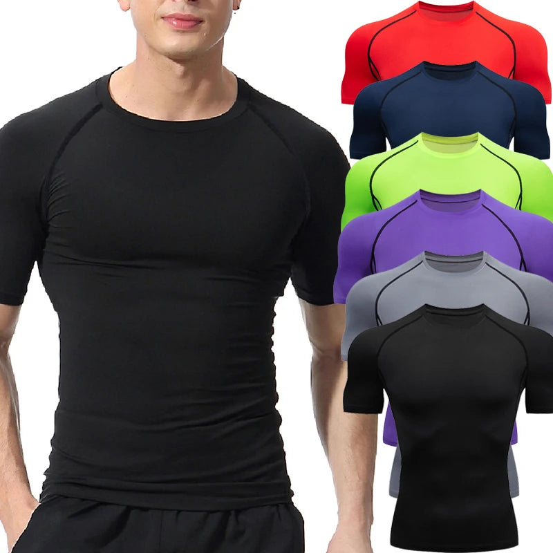 Men's Compression Short Sleeve Running T-Shirt for Gym & Sports