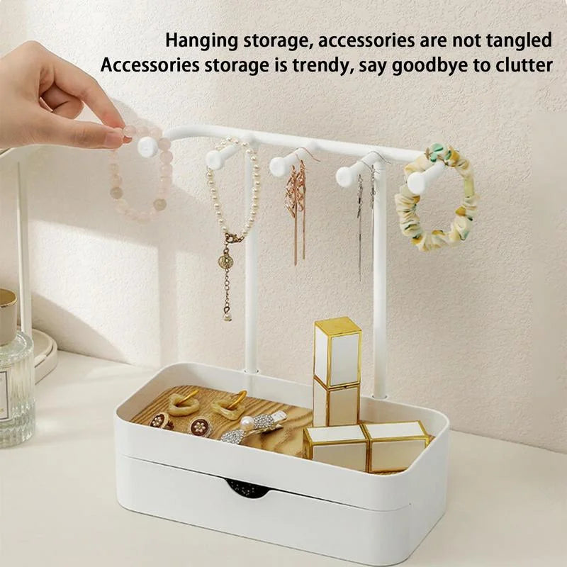 Jewelry Organizer Display Stand Rack with Wooden Tray