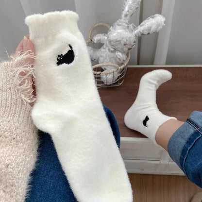 Cute Cat Mink Fleece Coral Plush Socks